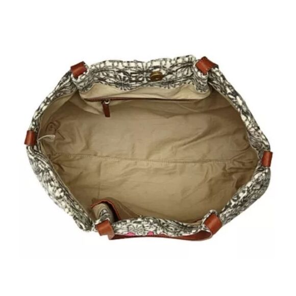 Lucky Brand LB2971 Black/ Cream/ Pink Take a Trip Portland Tote Bag - Picture 4 of 14